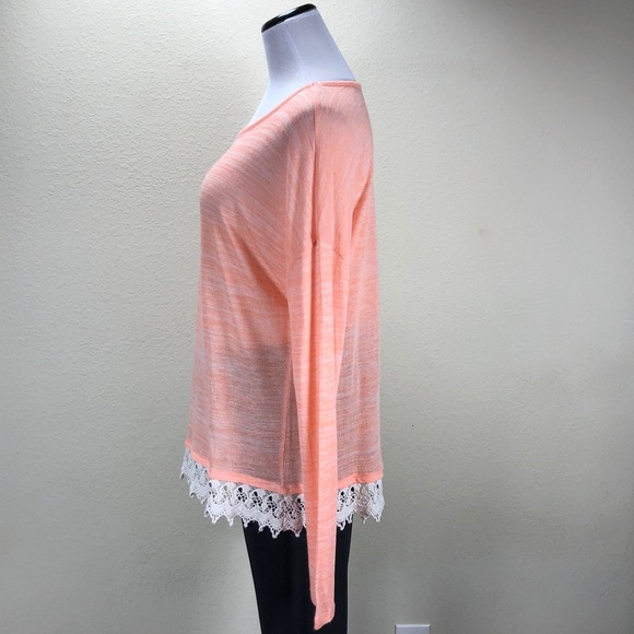 Signature Studio Orange & Cream Crochet Hem Top - Picture 2 of 5